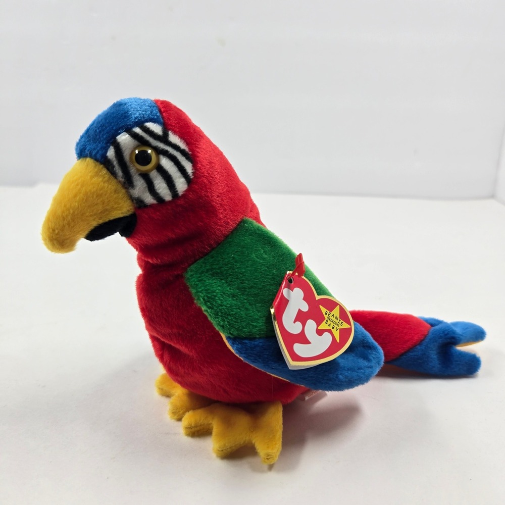 Ty Beanie Baby Jabber the Parrot 1997 Vintage Red Green Blue Bird Plush Toy 4197